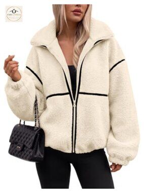 Oversized Sherpa Fleece Jacket Full Zip Faux Fur Teddy Coat